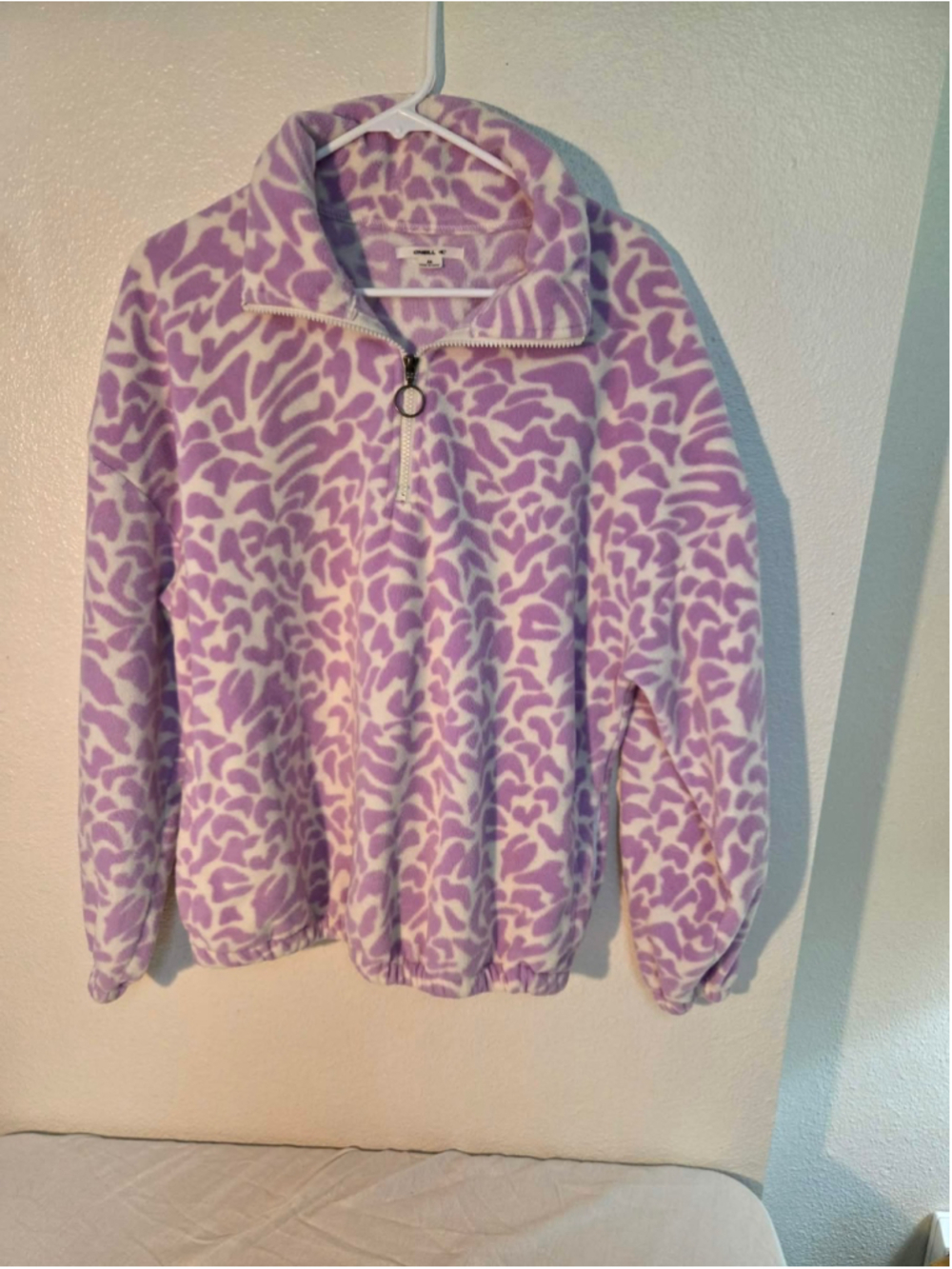 O’Neill Women’s Sierra Super Sherpa Quarter-Zip Pullover Purple Animal Medium W-